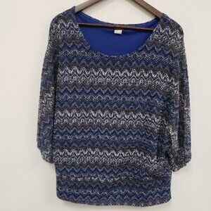 Cocomo Womens Chevron Dolman Sleeve Top Size 2X Vacation Boho Hippie Mature